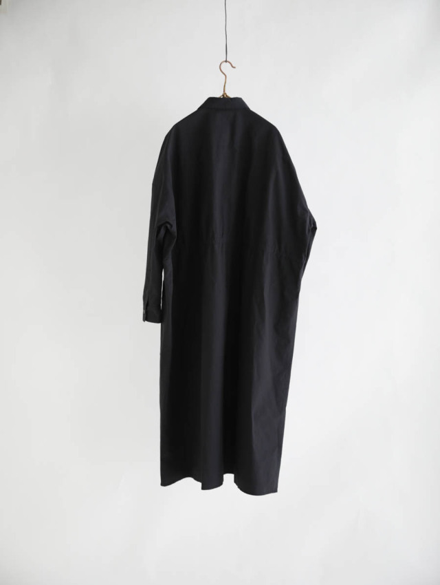 FACTORY ファクトリー｜綿近江晒ロングシャツワンピース（ブラック）