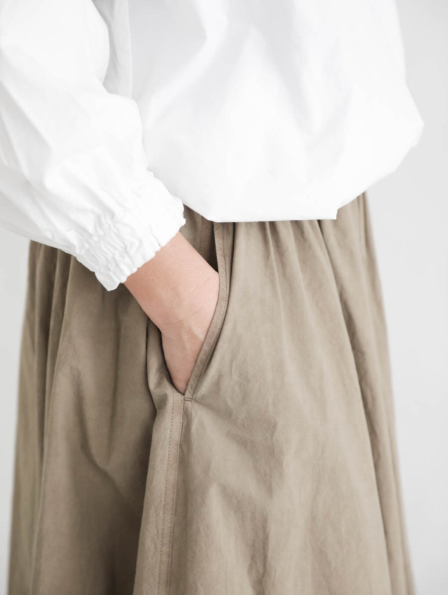 FACTORY ファクトリー｜綿近江晒サーキュラースカート（カーキ）