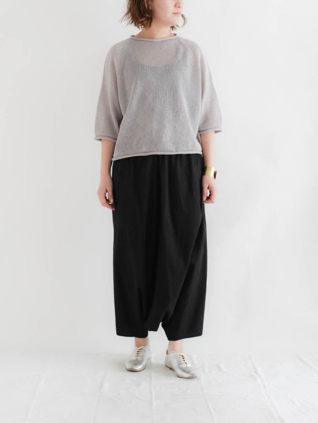 FACTORY ファクトリー｜綿麻サルエルパンツ（ブラック）