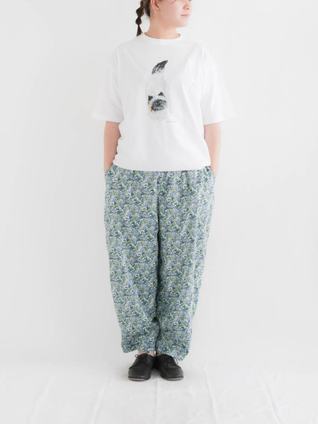 HARVESTY ハーベスティ / 花柄イージーサーカスパンツ ブルー 