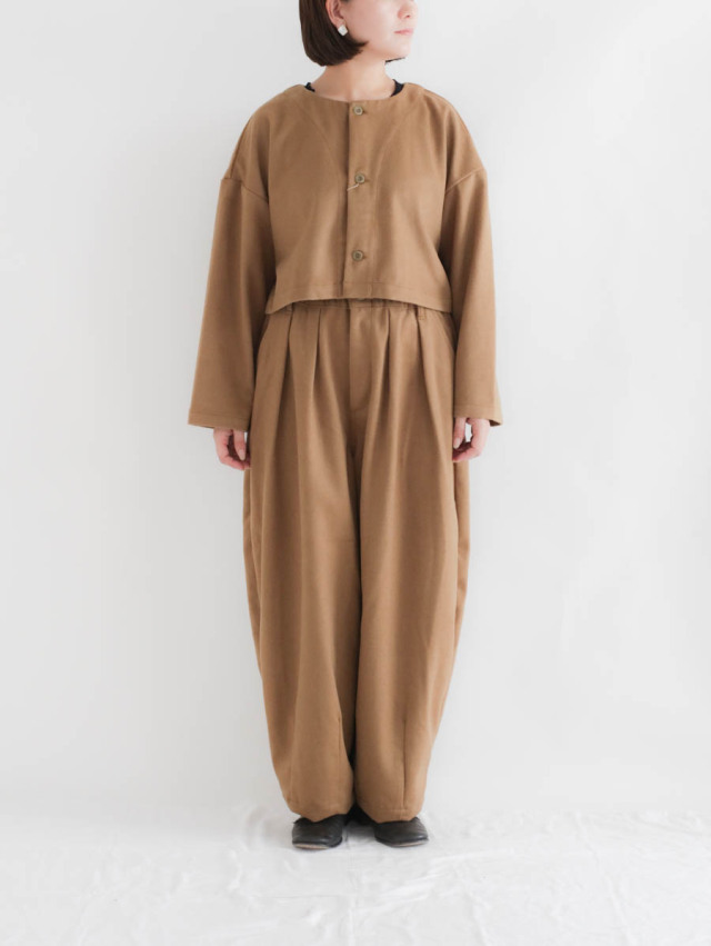 【s(^^)n 】HARVESTY ウールツイードサーカスパンツ キャメル HARVESTY ツイードサーカスパンツ キャメル 千鳥格子 A11916 - C