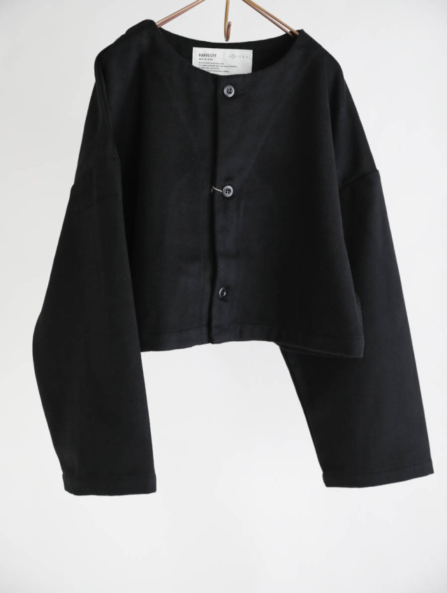 HARVESTY ハーベスティ｜ウールビーバーボレロジャケット（ブラック）