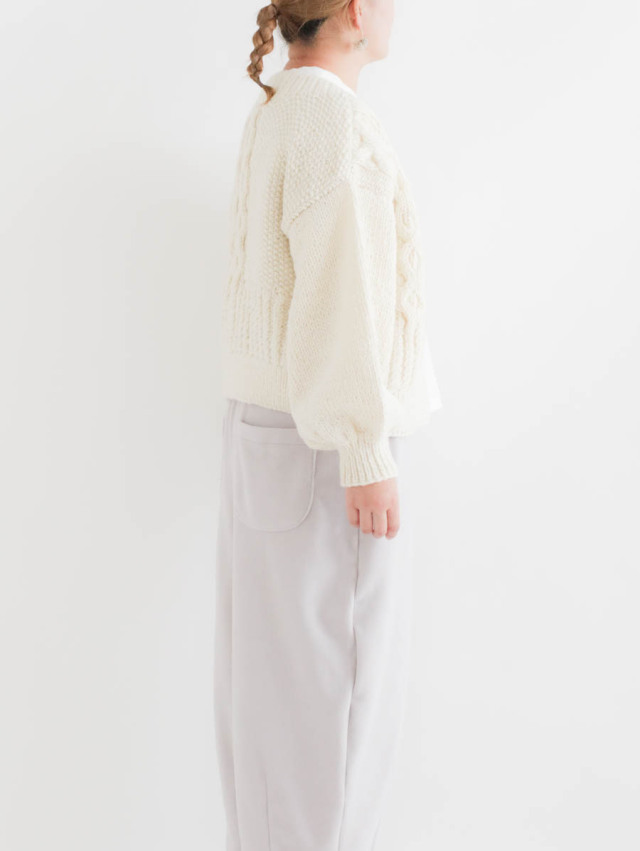 HARVESTY ハーベスティ｜ケーブルニットボレロ オフホワイト