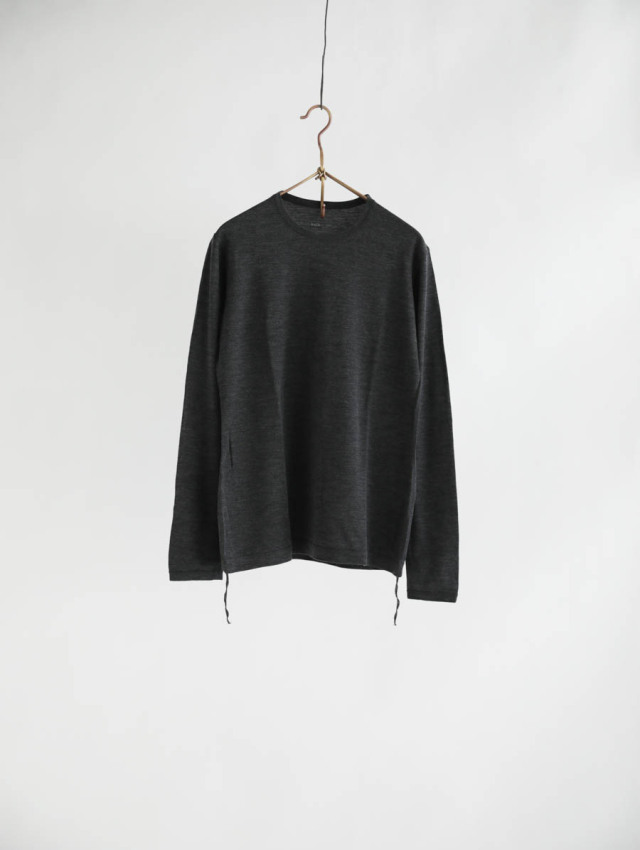 holk ホーク｜ウールロングスリーブTシャツ（チャコール）