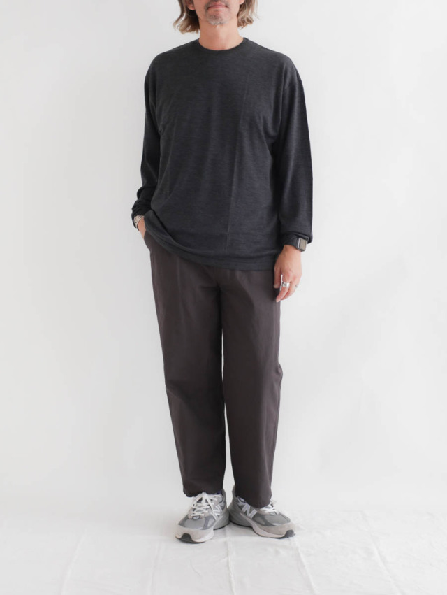 holk ホーク｜ウールロングスリーブTシャツ（チャコール）