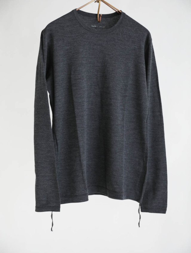 holk ホーク｜ウールロングスリーブTシャツ（チャコール）