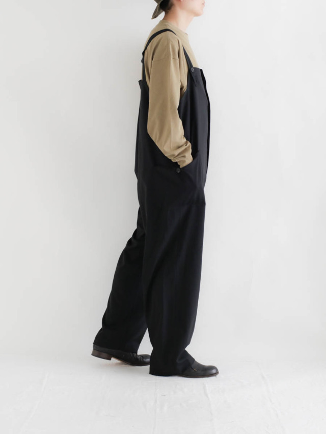 holk ホーク wool silk twill deck overalls holk ホーク｜deck overall（ブラック）ウールトロピカル