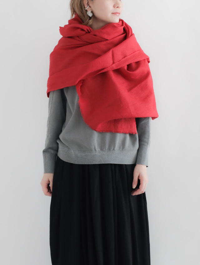 LOCALLY ローカリー / 80 linen stole レッド