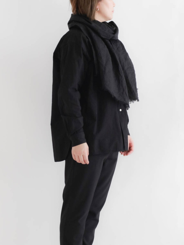 LOCALLY 大判ストール　ブラック LOCALLY ローカリー｜80 linen muffler（ブラック）