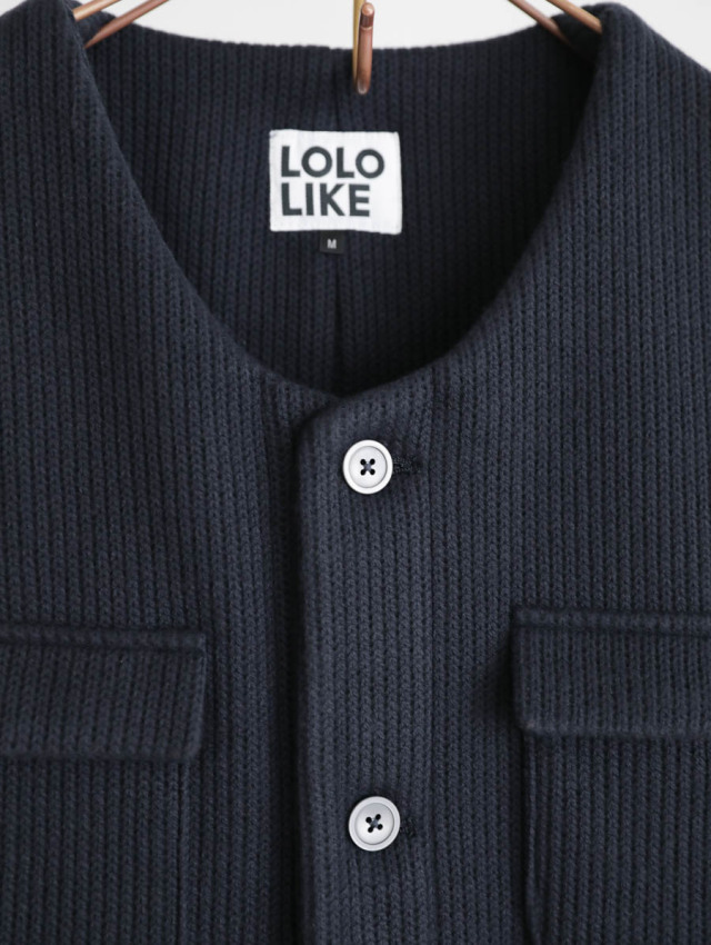 LOLOLIKE ロロライク｜2重仕立てニードルベスト（ネイビー）