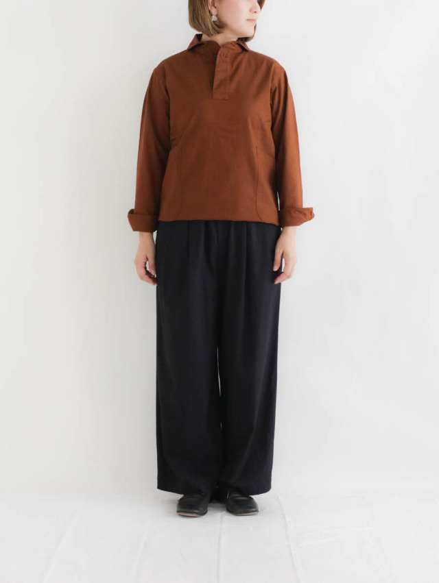 LOLO : 定番 プルオーバーシャツ LS-3 LOLO ロロ｜オックスプルオーバーシャツ（ワイン）LS-3