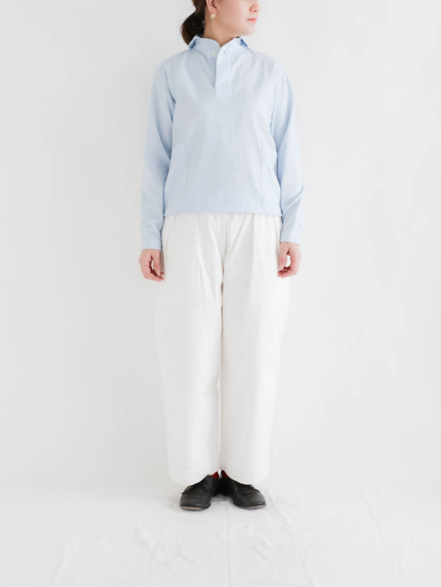 LOLO ロロ｜オックスプルオーバーシャツ（サックス）LS-3