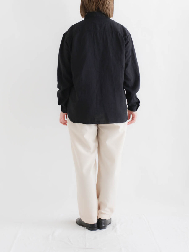 LOLO ロロ｜ダブルガーゼ比翼シャツ ブラック