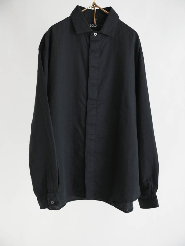 LOLO ロロ ブラックシャンブレーシャツ サイズL LOLO (ロロ) 定番プルオーバーシャツ