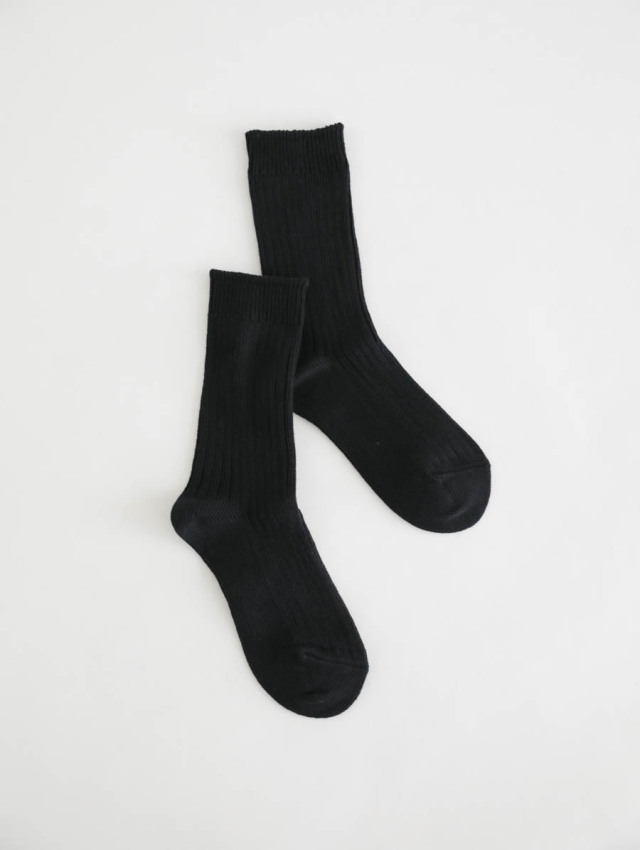 ROTOTO ロトト｜オーガニックデイリー3パッククルーソックス（ブラック）