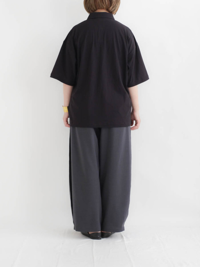 STILL BY HAND スティルバイハンド｜強撚糸コットンカットポロ（ブラック）