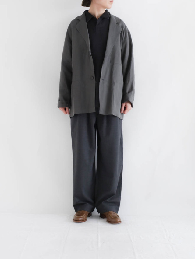STILL BY HAND ノーカラージャケット 48 グレー 2026 S/S JK01262 GREY / INK BLACK Cotton 100% #stillbyhand