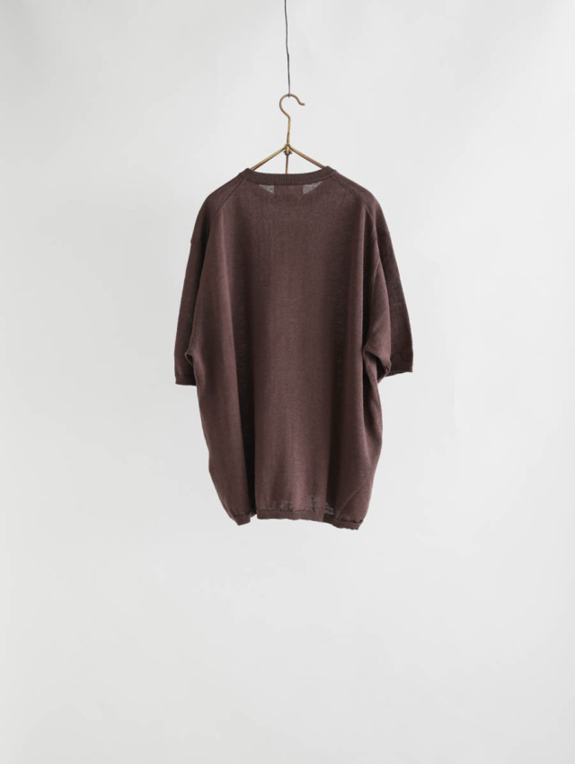 STILL BY HAND スティルバイハンド｜リネンニットTシャツ（ボルドー）