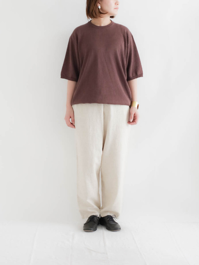 STILL BY HAND スティルバイハンド｜リネンニットTシャツ（ボルドー）