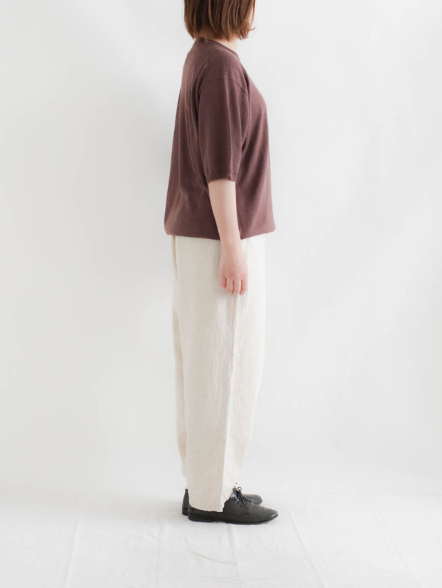 STILL BY HAND スティルバイハンド｜リネンニットTシャツ（ボルドー）