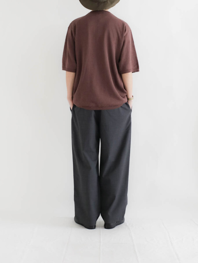 STILL BY HAND スティルバイハンド｜リネンニットTシャツ（ボルドー）