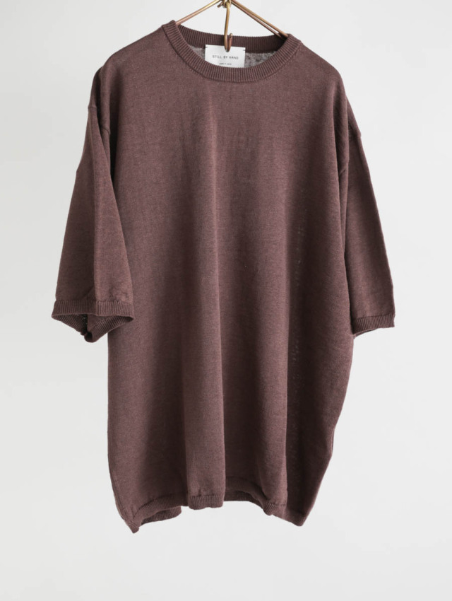STILL BY HAND スティルバイハンド｜リネンニットTシャツ（ボルドー）