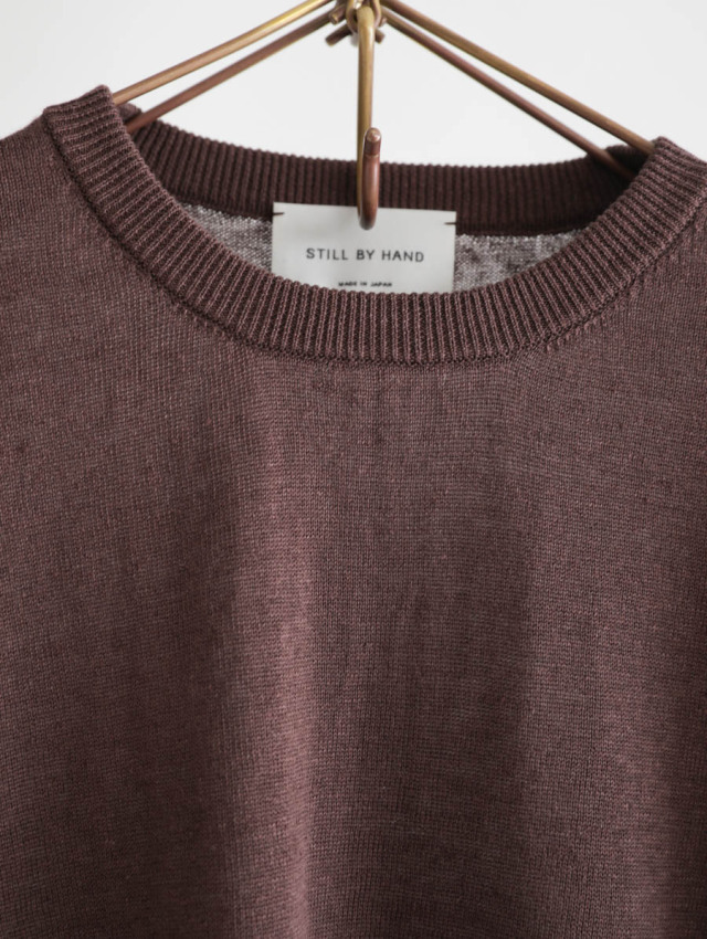 STILL BY HAND スティルバイハンド｜リネンニットTシャツ（ボルドー）