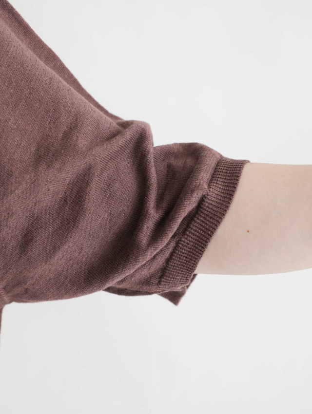 STILL BY HAND スティルバイハンド｜リネンニットTシャツ（ボルドー）