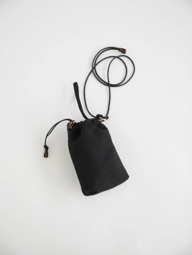 texnh テクネ｜DRAWSTRING POUCH M（ブラック）WOOL