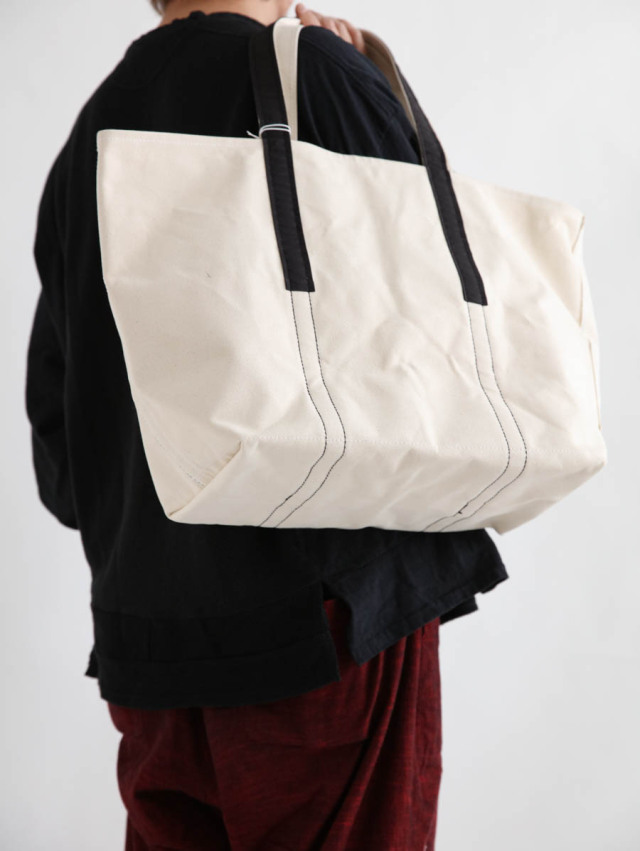 texnh テクネ / SELVEDGE CANVAS BUCKET TOTE L ナチュラル×ブラック
