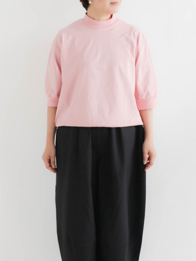 TIGRE BROCANTE ピンク　ロングワンピース TIGRE BROCANTE ティグルブロカンテ｜40/20モダンリブギャザー6分袖T