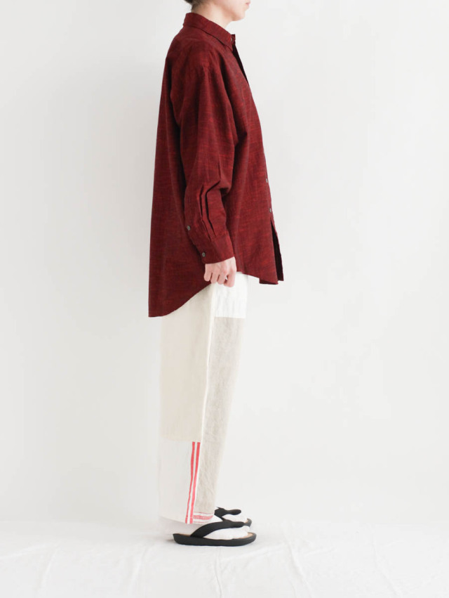 TIGRE BROCANTE コットンパンツ 裏地赤 ナチュラン TIGRE BROCANTE コットンパンツ 裏地赤 ナチュラン