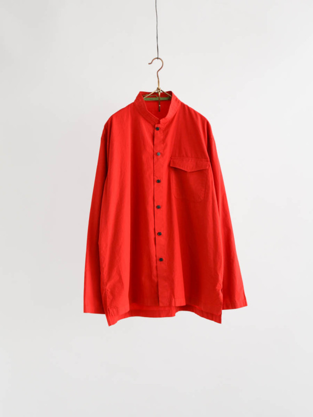 TOHNAI トーナイ / COLLARLESS SHIRT レッド