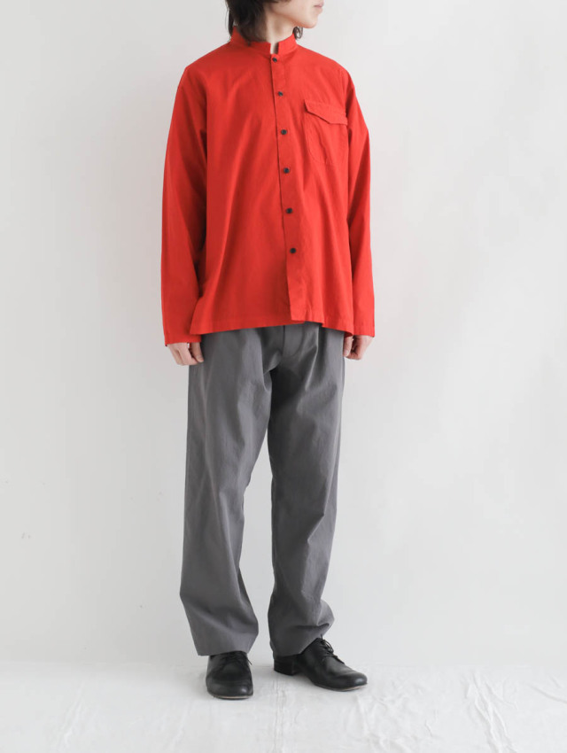 TOHNAI トーナイ / COLLARLESS SHIRT レッド