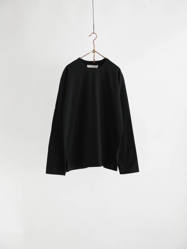 TOHNAI トーナイ｜ドライコットンクルーネック長袖Tシャツ（ブラック）