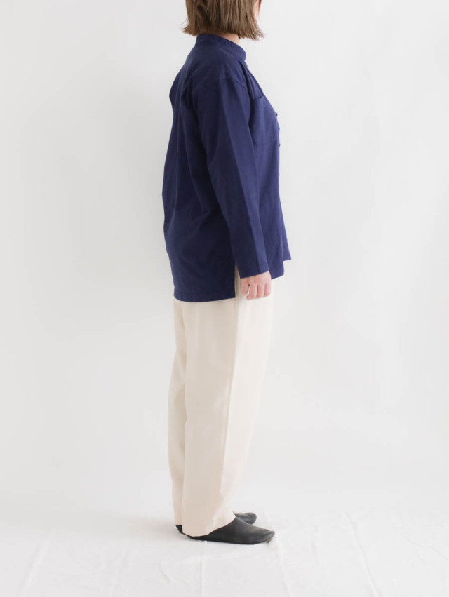 TOHNAI トーナイ｜DRY TOUGH COTTON COLLARLESS SHIRT ネイビー