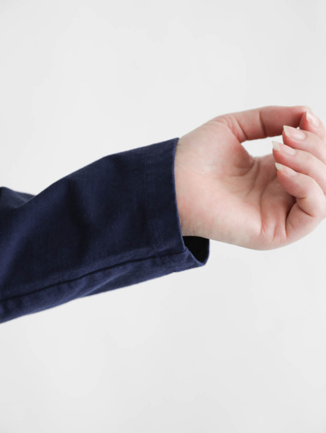 TOHNAI トーナイ｜DRY TOUGH COTTON COLLARLESS SHIRT ネイビー