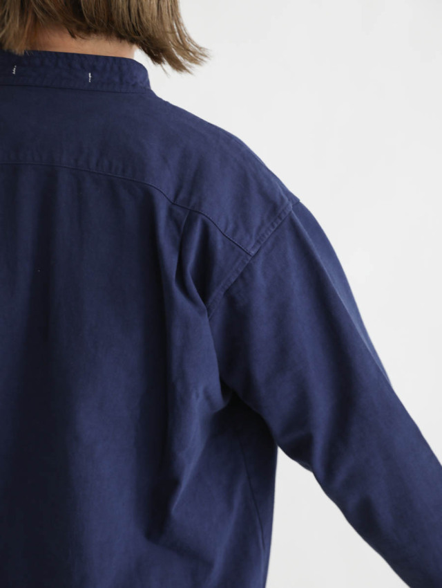 TOHNAI トーナイ｜DRY TOUGH COTTON COLLARLESS SHIRT ネイビー