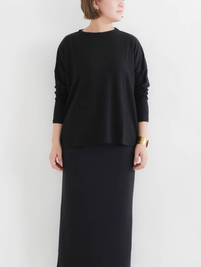 TRAVAIL MANUEL 　リネン天竺L/Sプルオーバー TRAVAIL MANUEL_リネン天竺LSプルオーバー/col:BLACK (2024
