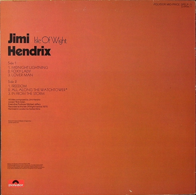 Jimi Hendrix ジミ・ヘンドリックス / Isle Of Wight ワイト島のジミ