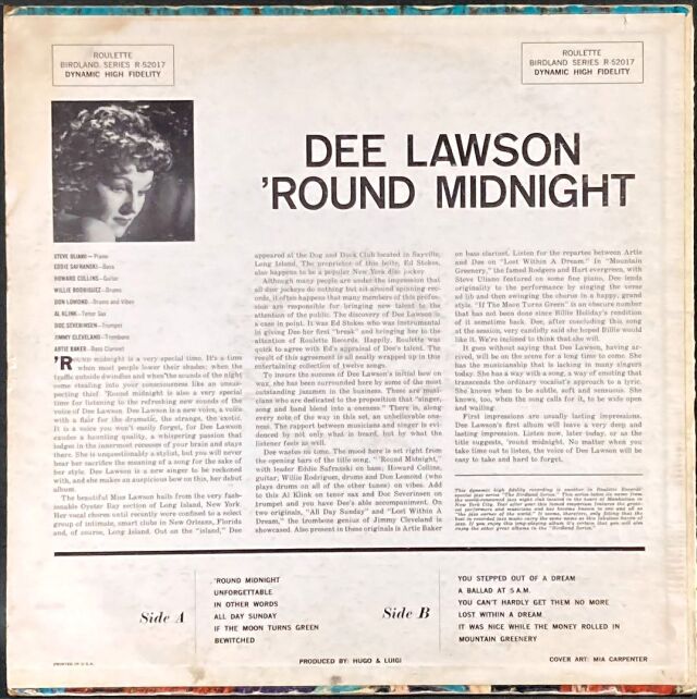 Dee Lawson ディー・ ロウソン / Round Midnight ラウンド