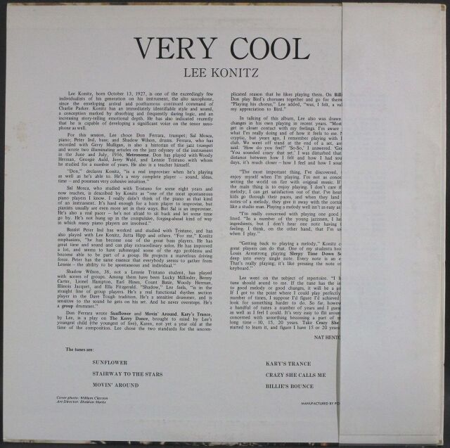 Lee Konitz リー・コニッツ / Very Cool ヴェリー・クール