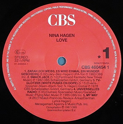 ROCK】Nina Hagen ニナ・ハーゲン / Love 中古レコードの通販