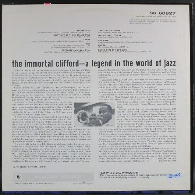 ★特別価格！【USモノラル初期盤/青銀中ドラマー/深溝】クリフォードブラウン ☆特別価格！【USモノラル初期盤/青銀中ドラマー/深溝