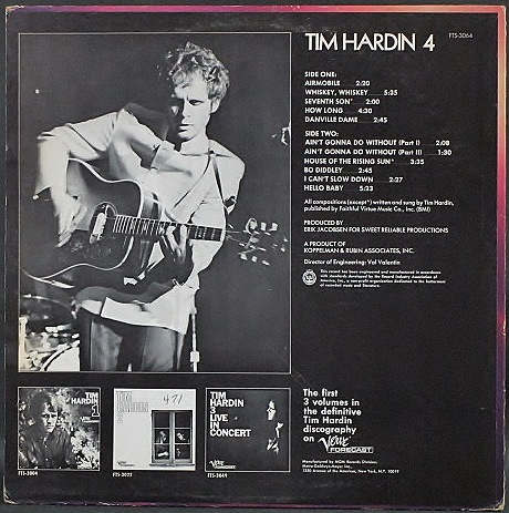 US ROCK】Tim Hardin ティム・ハーディン / Tim Hardin 4 中古