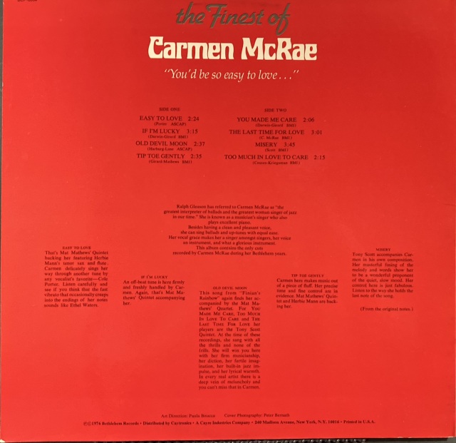 ジャズレコード　Carmen McRae    2LPセット ジャズレコード Carmen McRae 2LPセット Jazz Record Carmen