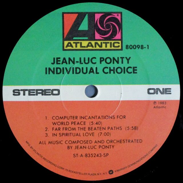 【CD】ジャン＝リュック・ポンティ　CD4枚組　エレクトリックフュージョン Jean-Luc Ponty ジャン・リュック・ポンティ / Individual Choice