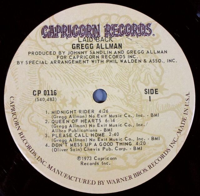 Gregg Allman グレッグ・オールマン / Laid Back 中古レコード通販は