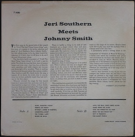 Jazz Vocal】Jeri Southern Meets Johnny Smith ジェリ・サザン