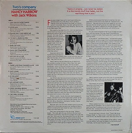 Jazz Vocal】Nancy Harrow ナンシー・ハーロウ / Two's Company